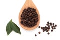 Peppercorns and Bay Leaf Herb Royalty Free Stock Photo