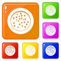 Peppercorns on a plate icons set vector color