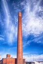 Pepperell Center smokestack in Biddeford Maine Royalty Free Stock Photo