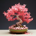 Peppermint Bonsai: Meticulous Photorealistic 3d Model Of A Pink Beaded And Yarn Tree In A Green Pot