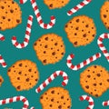 Peppermint Christmas candy and cookies pattern. Sweet festive ba