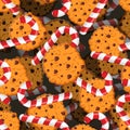 Peppermint Christmas candy and cookies pattern. Sweet festive ba Royalty Free Stock Photo