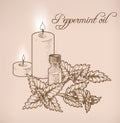 Peppermint essential oil and candles