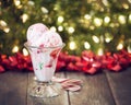 Peppermint Ice Cream against holiday background