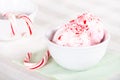 Peppermint ice cream with candy canes