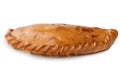 Pepperoni and cheese filled calzone pizza isolated on a white background Royalty Free Stock Photo