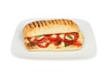 Pepperoni panini on a plate Royalty Free Stock Photo