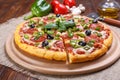 Pepperoni Pizza with Black Olives and Green Pepper