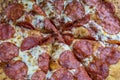 Pepperoni pizza closeup, selective focus Royalty Free Stock Photo