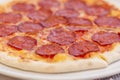 Pepperoni pizza closeup, selective focus Royalty Free Stock Photo