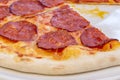 Pepperoni pizza closeup, selective focus Royalty Free Stock Photo