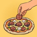 pepperoni pizza cooking pop art vector