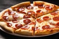 Pepperoni pizza hot and fresh, online delivery from pizzeria, take away and italian fast food, generative ai