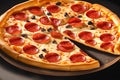 Pepperoni pizza hot and fresh, online delivery from pizzeria, take away and italian fast food, generative ai
