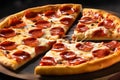 Pepperoni pizza hot and fresh, online delivery from pizzeria, take away and italian fast food, generative ai