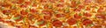 Pepperoni Pizza Texture Background, Salami Pizza with Green Paprika Pattern, XL Traditional Italian Flatbread