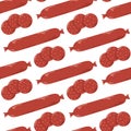 Pepperoni sausage seamless pattern