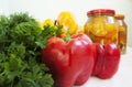 Peppers and conservations Royalty Free Stock Photo