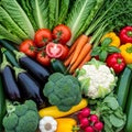 Peppers eggplants zucchinis broccoli cauliflower radishes and a bulb of Royalty Free Stock Photo