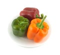 Peppers on plate isolated close up Royalty Free Stock Photo