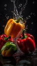 Peppers seamless background splash in water generative AI Royalty Free Stock Photo