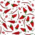 Red peppers seamless pattern