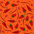 Red peppers seamless pattern