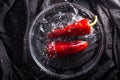 peppers splashing Royalty Free Stock Photo