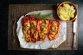 Peppers Stuffed with Mushrooms, Tomatoes and Cheese Royalty Free Stock Photo