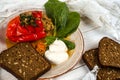 Peppers stuffed with quinoa and walnuts. Vegetarian dish Royalty Free Stock Photo