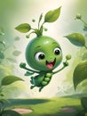 peppy pea character Royalty Free Stock Photo