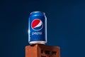 a pepsi cola on the darkblue background epic shot