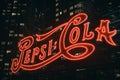 Pepsi Cola Sign at night, in Long Island City, Manhattan, New York Royalty Free Stock Photo