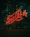 Pepsi-Cola Sign at night in Long Island City, Manhattan, New York Royalty Free Stock Photo