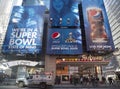 Pepsi Official Soft Drink of Super Bowl XLVIII billboard on Broadway during Super Bowl XLVIII week in Manhattan Royalty Free Stock Photo