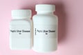 Peptic Ulcer Disease pill in white bottle, pill stock