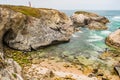 Pequena beach with cliff and rocks and clear water in Porto Covo, Sines PORTUGAL Royalty Free Stock Photo