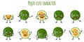 Pequi fruit cute funny cheerful characters with different poses and emotions