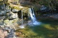 Peracica waterfall and a large pond bellow near Brezje Royalty Free Stock Photo