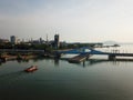 A tugboat is move toward Prai River Swing Bridge