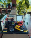 Custom Model Car in a workshop by Hot Wheels, diorama Made In Malaysia