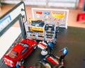 Custom Model Car in a workshop by Hot Wheels, diorama Made In Malaysia Royalty Free Stock Photo