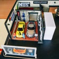 Custom Model Car in a workshop by Hot Wheels, diorama Made In Malaysia Royalty Free Stock Photo