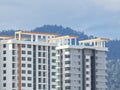 Perak, Malaysia- December 12, 2017 : Closeup of commercial building under construction at Meru, Perak. Selective focus and crop fr Royalty Free Stock Photo