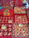 Plastic wrapped china tangerine or orange in boxes are displayed for sales