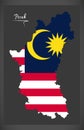 Perak Malaysia map with Malaysian national flag illustration Royalty Free Stock Photo