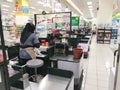 Transaction checkout scene around the of the cashier counter shopping mall