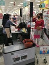 Transaction checkout scene around the of the cashier counter shopping mall