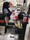 Transaction checkout scene around the of the cashier counter shopping mall