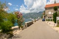 Seaside promenade in the picturesque town of Perast in Montenegro Royalty Free Stock Photo